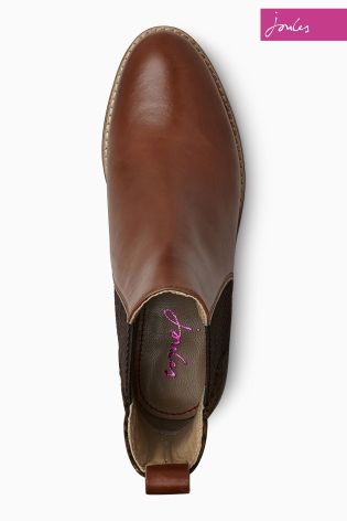 Joules Westbourne Brown Leopard Detail Leather Chelsea Boot